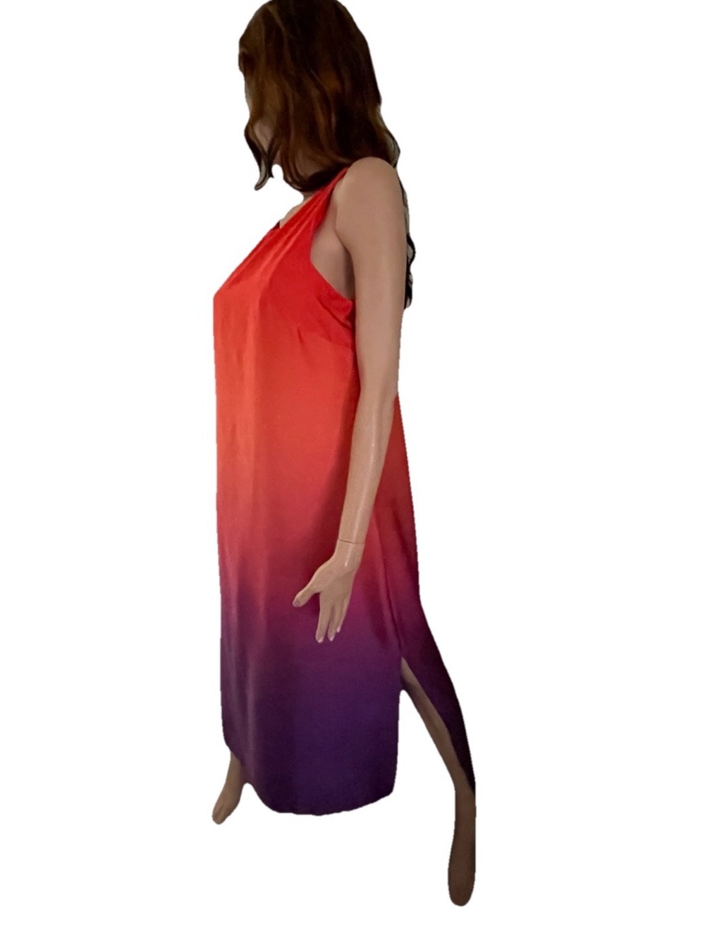NICOLE MILLER New York Silky Gradient COLUMN Slip DRESS Size Large - Picture 8 of 8